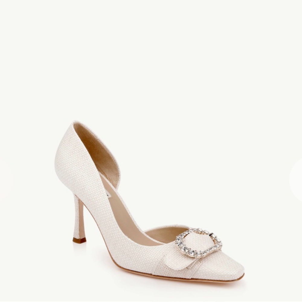 Badgley Mischka Chalk Women's Stiletto with Crystal Buckle
